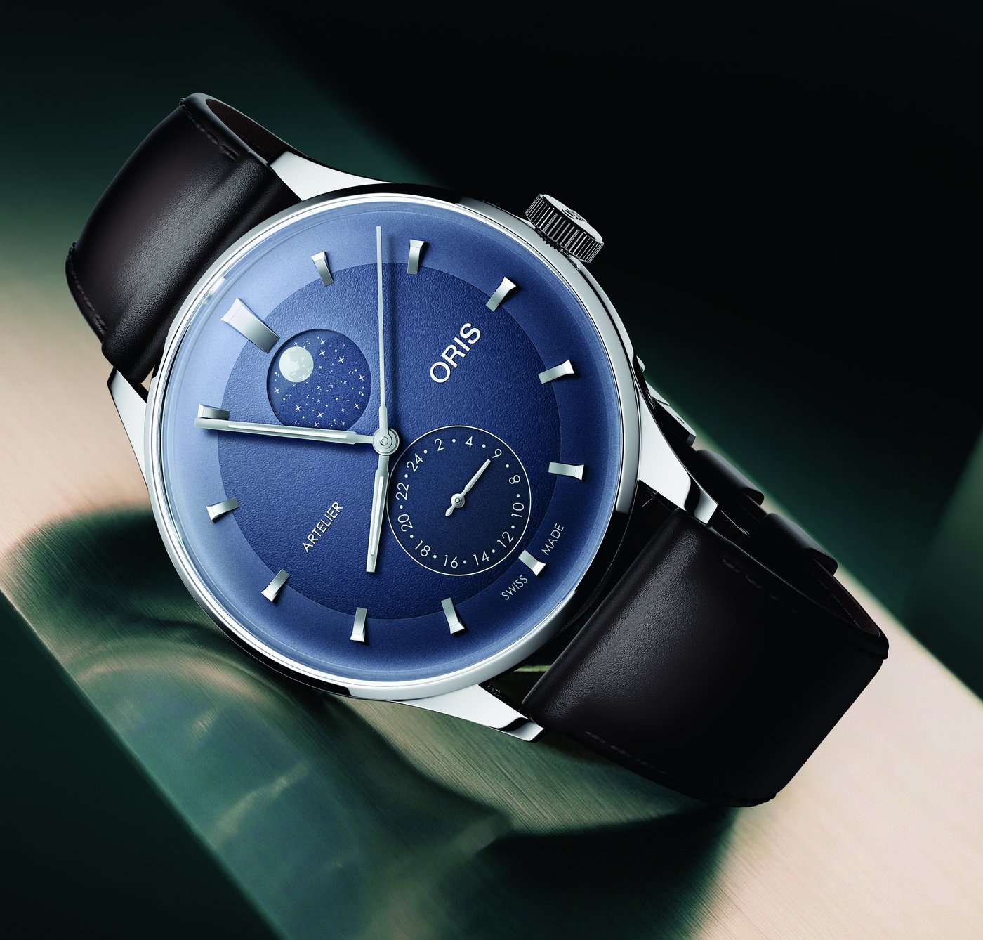 Reloj ORIS Artelier con esfera azul y correa de piel